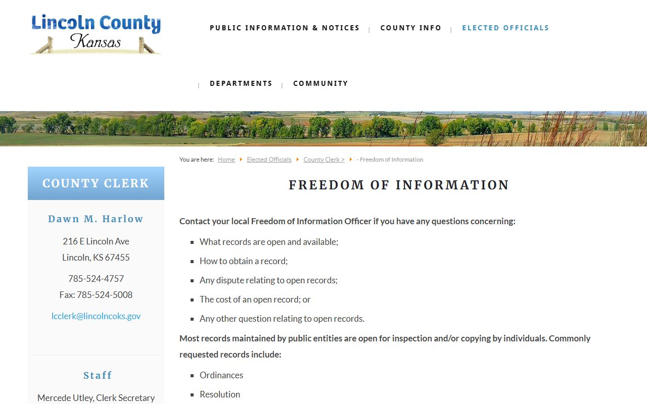 Lincoln County FOI page for booking photo and mugshot requests