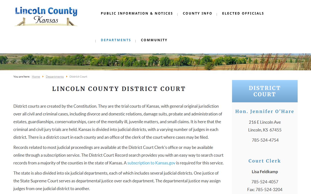 Lincoln County District Court page for court records after arrest