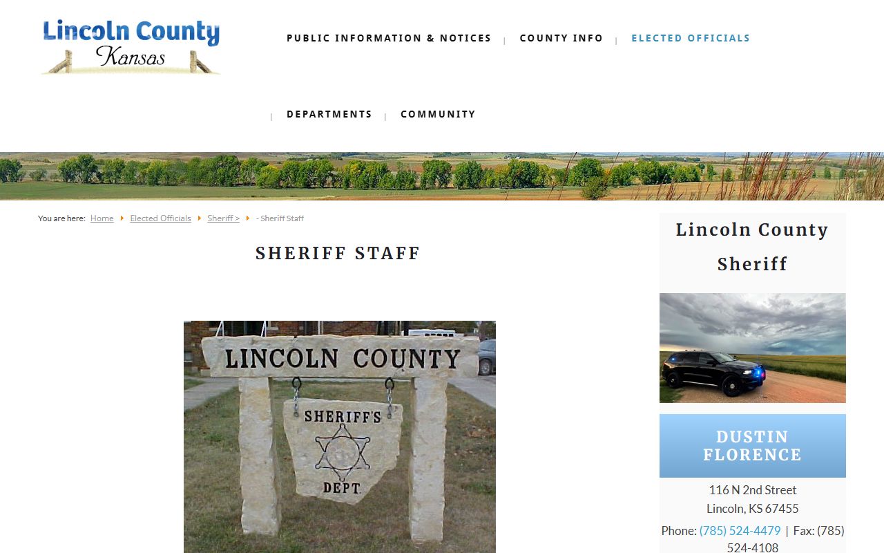 Lincoln County sheriff staff page for inmate population records