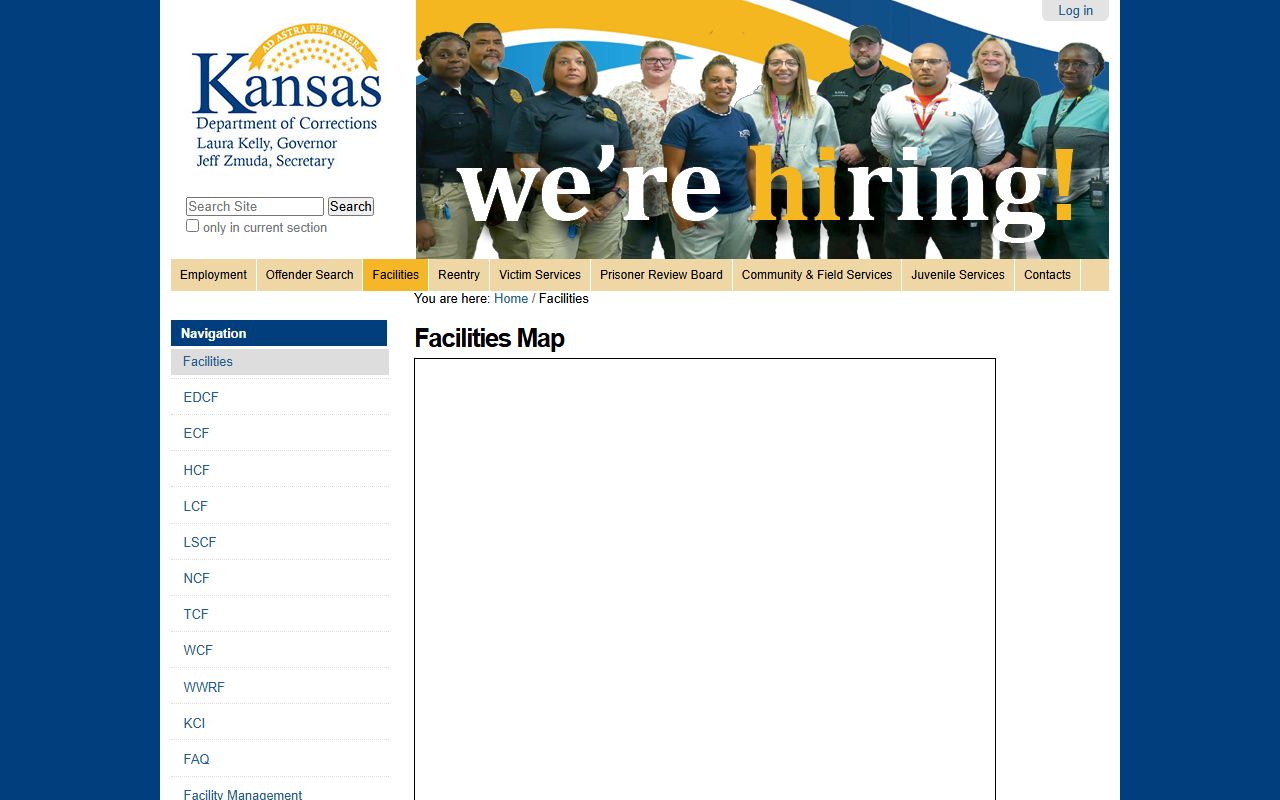 KDOC facilities map for Lincoln County inmate records